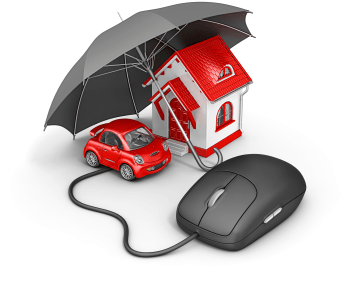 Car and House under umbrella