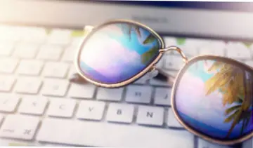 Keyboard with sunglasses